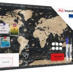 Tableau Magnétique en Métal Motif Carte du Monde Noir Vintage 90x60cm, MetalBoards pour tout type d'Aimants