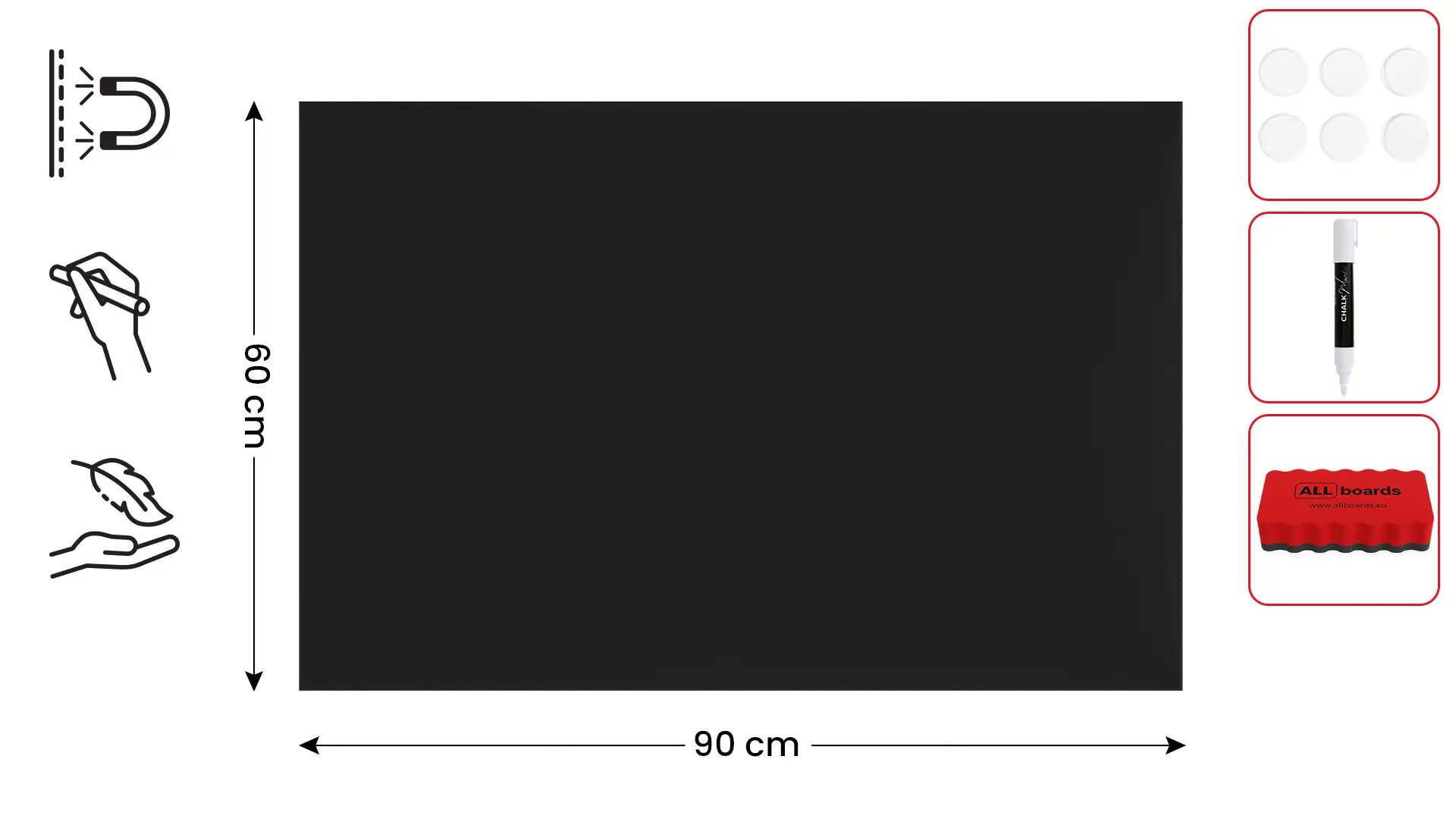 Tableau Magnétique en Métal à Craie Noir 90x60cm, MetalBoards pour tout type d'Aimants – Image 2