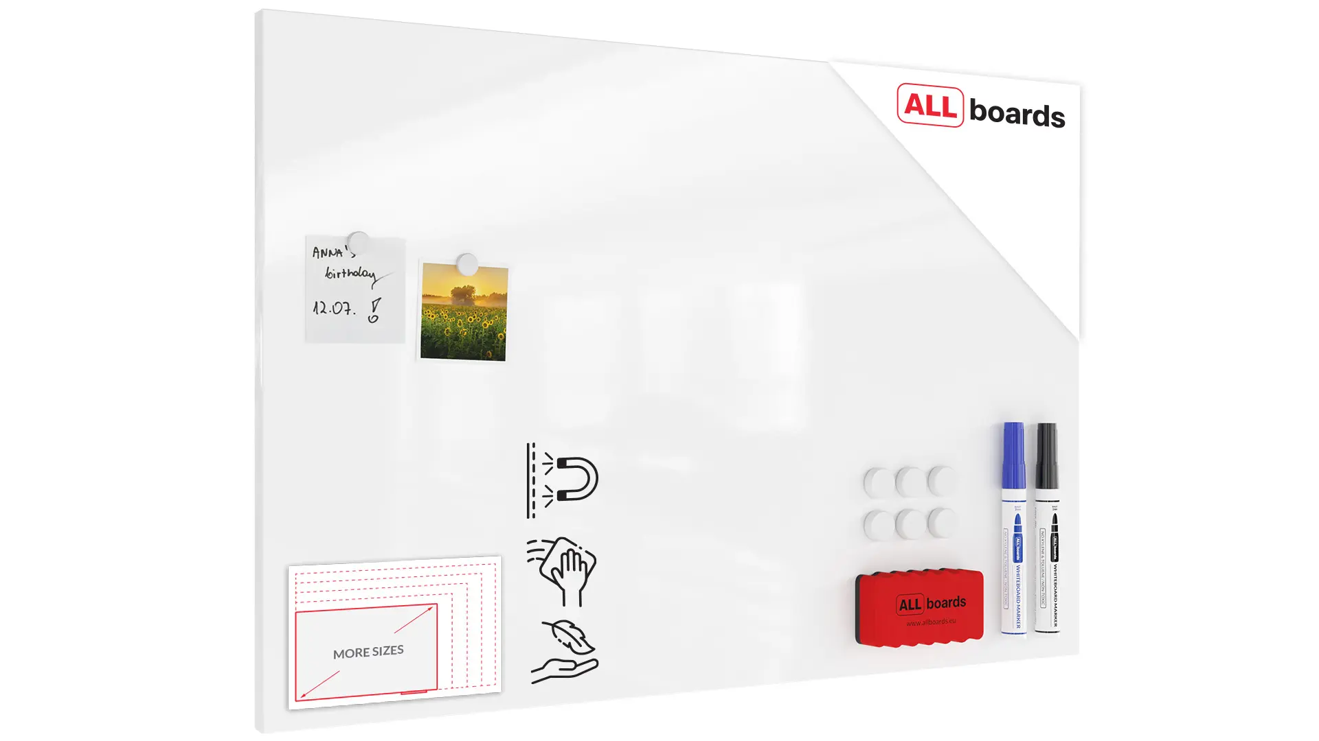 Tableau Magnétique en Métal Blanc 90x60cm, MetalBoards pour tout type d'Aimants