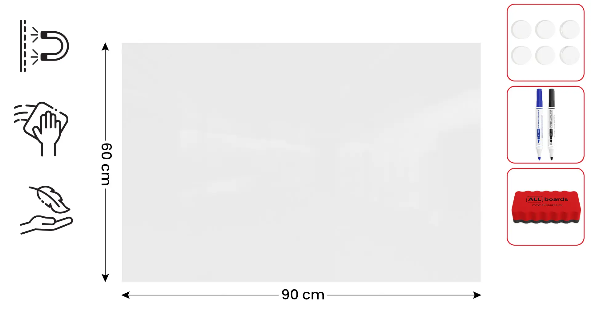 Tableau Magnétique en Métal Blanc 90x60cm, MetalBoards pour tout type d'Aimants – Image 2