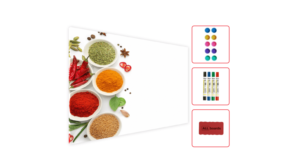 Tableau Magnétique en Métal Motif Épices 60x40cm, MetalBoards pour tout type d'Aimants
