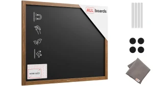 Tableau à craie noir magnétique étanche avec cadre en bois laqué 100 x 80 cm + accessoires