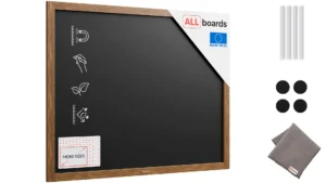 Tableau à craie noir magnétique étanche avec cadre en bois laqué 100 x 80 cm + accessoires