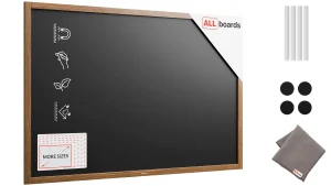 Tableau à craie noir magnétique étanche avec cadre en bois laqué 150 x 100 cm + accessoires