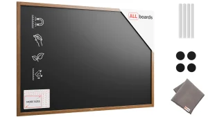 Tableau à craie noir magnétique étanche avec cadre en bois laqué 180 x 120 cm + accessoires