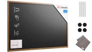 Tableau à craie noir magnétique étanche avec cadre en bois laqué 180 x 120 cm + accessoires