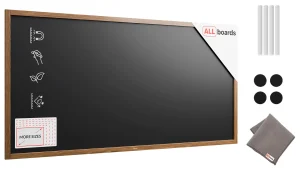 Tableau à craie noir magnétique étanche avec cadre en bois laqué 200 x 100 cm + accessoires