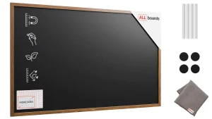 Tableau à craie noir magnétique étanche avec cadre en bois laqué 200 x 120 cm + accessoires