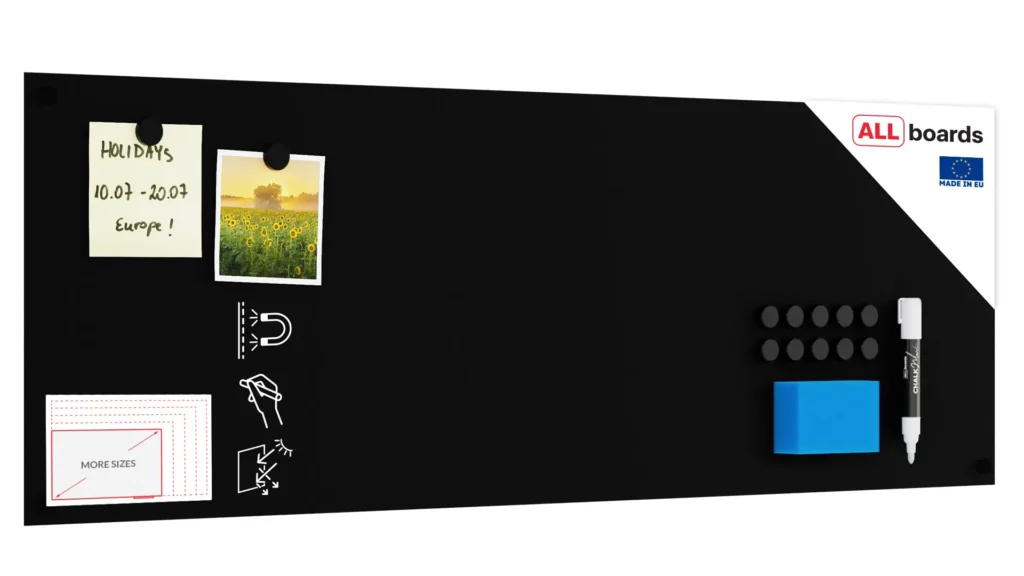 Tableau magnétique à craie SLIMboard sans cadre 90x30 cm + ACCESSOIRES