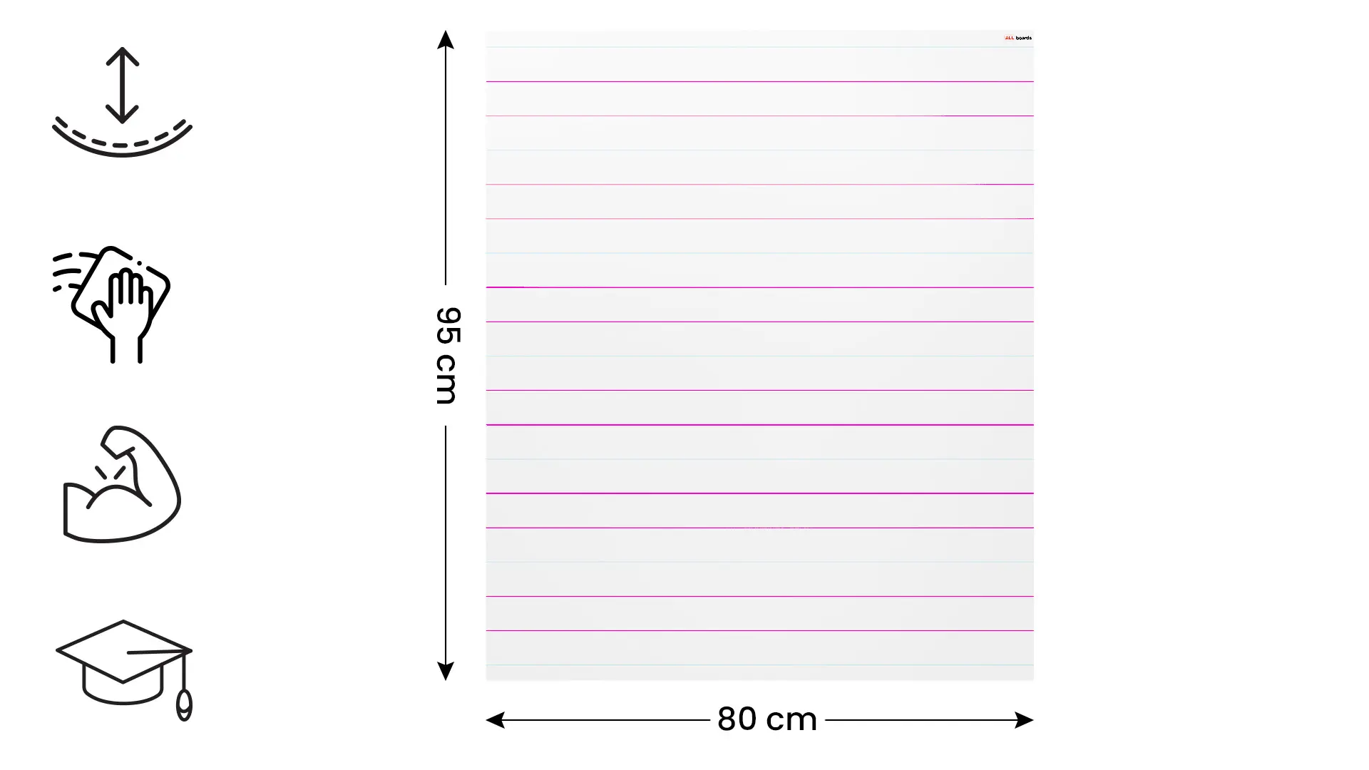 Feuille Magnétique Effaçable à Sec 80x95cm - Lignage Triple