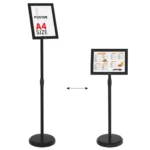 Présentoir Porte-Affiche sur Pied Cadre en Aluminium Noir - Format A4