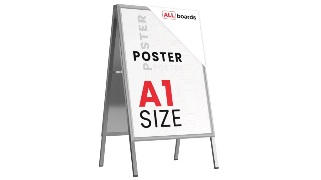 Chevalet Porte-Affiche Double Face Cadre en Aluminium Gris - Format A1