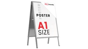 Chevalet Porte-Affiche Double Face Cadre en Aluminium Gris - Format A1
