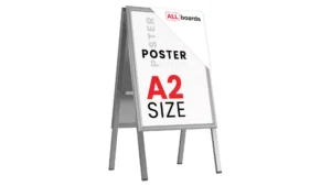 Chevalet Porte-Affiche Double Face Cadre en Aluminium Gris - Format A2