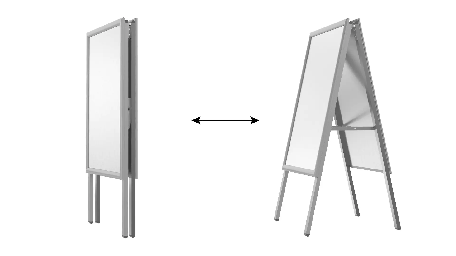 Chevalet Porte-Affiche Double Face Cadre en Aluminium Gris - Format A2