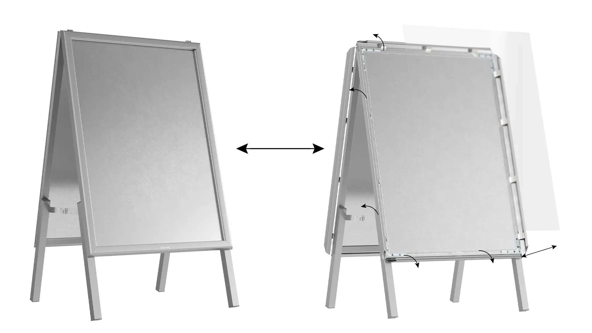 Chevalet Porte-Affiche Double Face Cadre en Aluminium Gris - Format B2 – Image 3