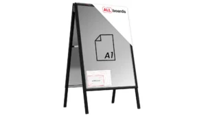 Chevalet Porte-Affiche Double Face Cadre en Aluminium Noir - Format A1