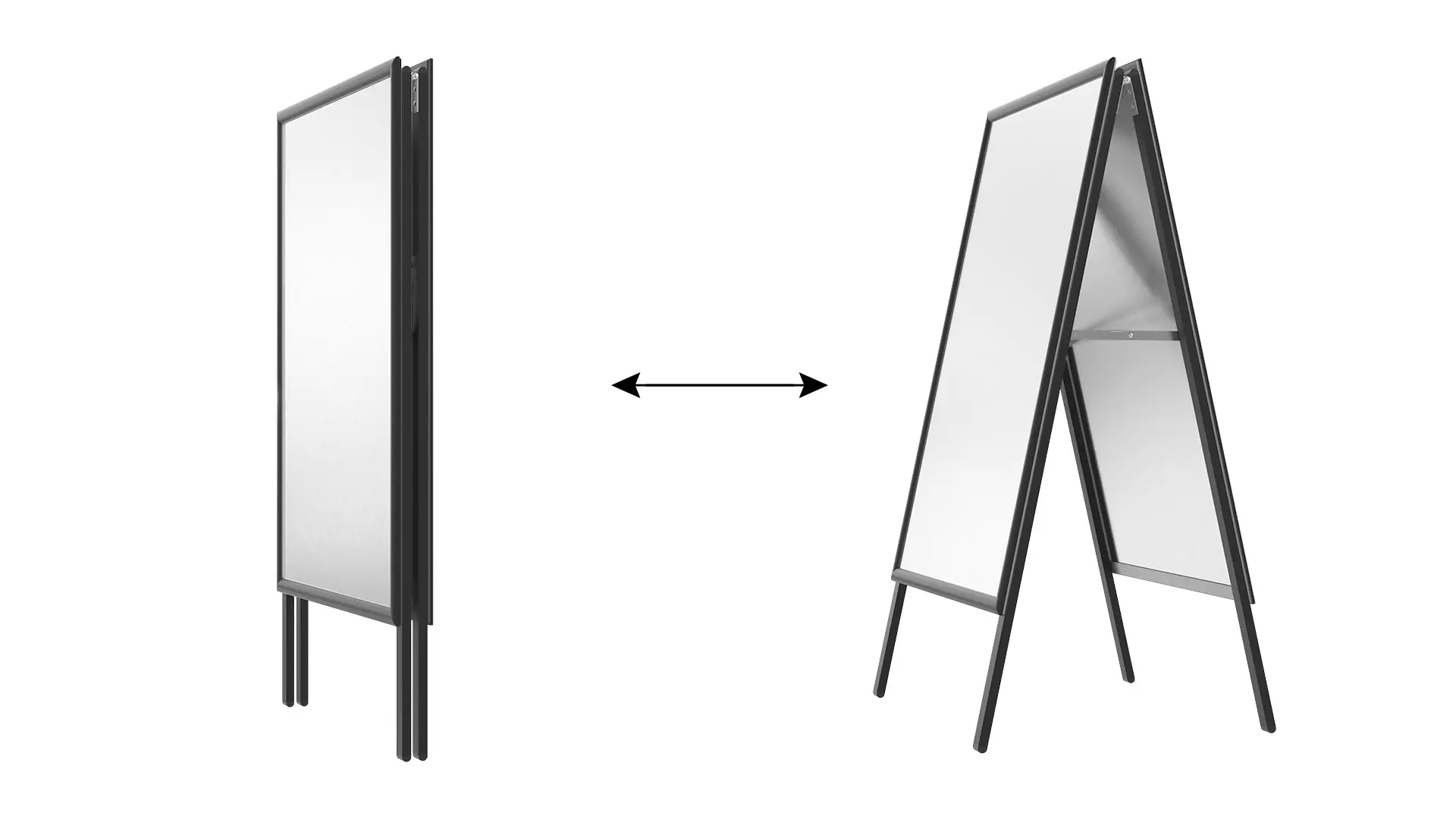 Chevalet Porte-Affiche Double Face Cadre en Aluminium Noir - Format A1 – Image 3