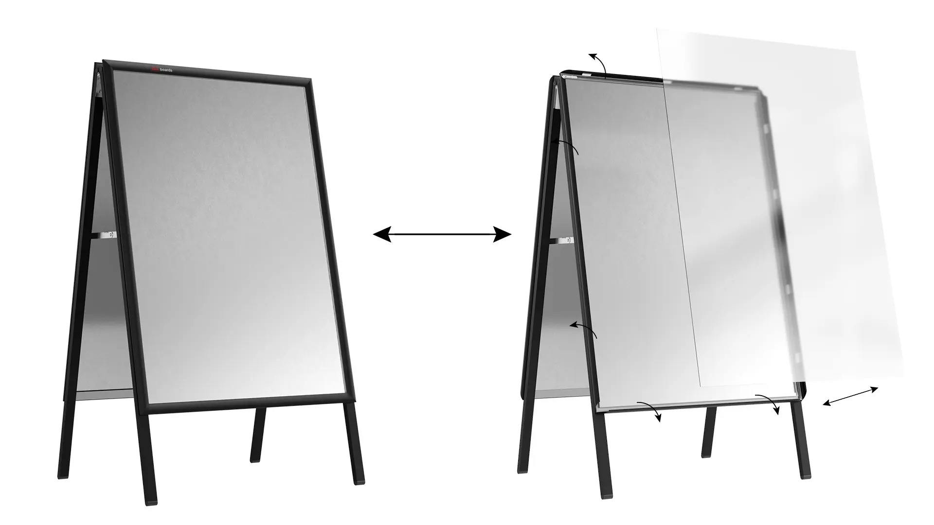 Chevalet Porte-Affiche Double Face Cadre en Aluminium Noir - Format A1 – Image 4