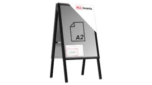 Chevalet Porte-Affiche Double Face Cadre en Aluminium Noir - Format A2