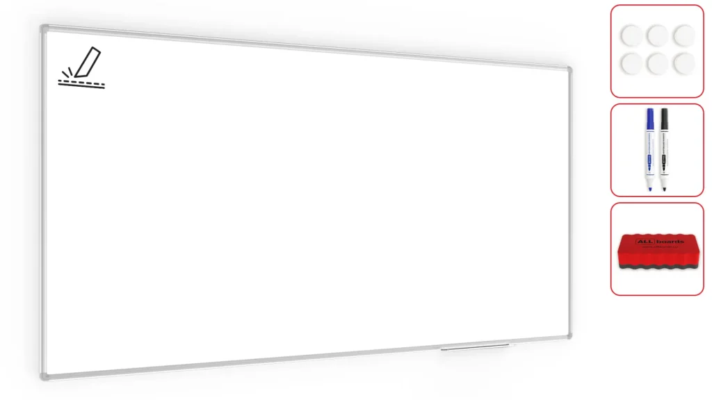 Tableau Blanc Emaillé Magnétique Effaçable à Sec avec Surface Mate et Cadre en Aluminium 200x100cm
