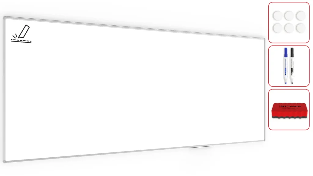 Tableau Blanc Emaillé Magnétique Effaçable à Sec avec Surface Mate et Cadre en Aluminium 300x120 cm