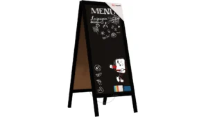 Chevalet Stop Trottoir avec Cadre en Bois Laqué Noir 150x61 cm, Chevalet Publicitaire