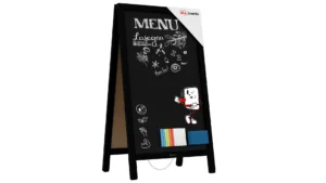 Chevalet Stop Trottoir avec Cadre en Bois Laqué Noir 78x44 cm, Chevalet Publicitaire