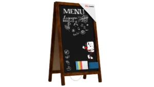 Chevalet Stop Trottoir avec Cadre en Bois Laqué 78x44 cm, Chevalet Publicitaire