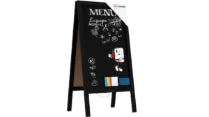 Chevalet Stop Trottoir avec Cadre en Bois Laqué Noir 100x49,5cm