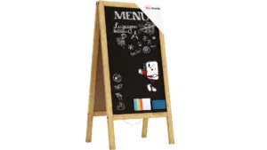 Chevalet Stop Trottoir avec Cadre en Bois Naturel Laqué 100x49,5cm