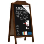 Chevalet Stop Trottoir Cadre Supérieur Ondulé avec Cadre en Bois Laqué 100x49,5cm