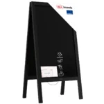 Chevalet Stop Trottoir Étanche avec Cadre en Bois Laqué Noir 100x49,5cm