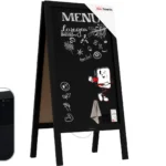 Chevalet Stop Trottoir Étanche avec Cadre en Bois Laqué Noir 100x49,5cm + ACCESSOIRES