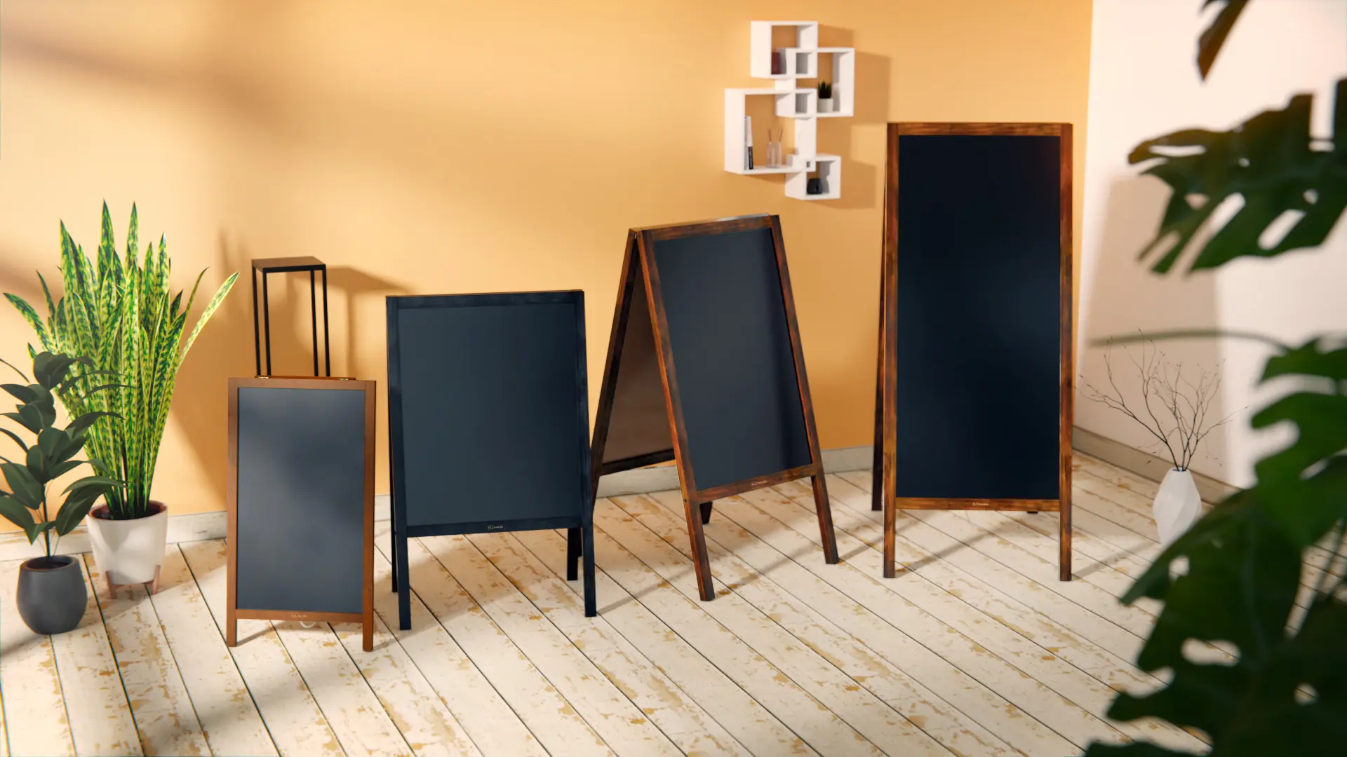 Chevalet Stop Trottoir Étanche avec Cadre en Bois Laqué Noir 100x49,5cm + ACCESSOIRES – Image 8