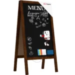 Chevalet Stop Trottoir avec Cadre en Bois Laqué 100x49,5cm, Chevalet Publicitaire