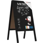 Chevalet Stop Trottoir avec Cadre en Bois Laqué Noir 118x61cm, Chevalet Publicitaire