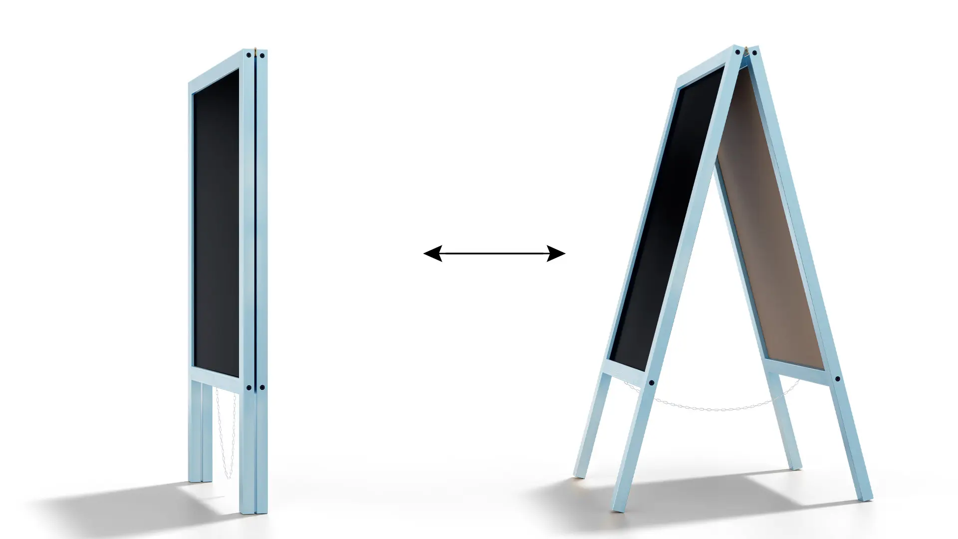 Chevalet Stop Trottoir avec Cadre en Bois Laqué Bleu 118x61cm, Chevalet Publicitaire – Image 5
