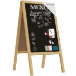 Chevalet Stop Trottoir avec Cadre en Bois Naturel Laqué 118x61cm, Chevalet Publicitaire