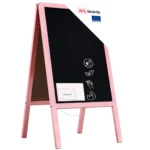 Chevalet Stop Trottoir avec Cadre en Bois Laqué Rose 118x61cm, Chevalet Publicitaire