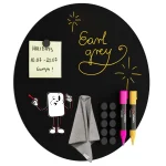 Tableau magnétique rond noir CERCLE, diamètre 40 cm – panneau magnétique sans cadre + accessoires