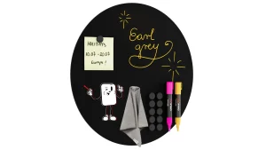 Tableau magnétique rond noir CERCLE, diamètre 40 cm – panneau magnétique sans cadre + accessoires