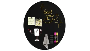 Tableau magnétique rond noir CERCLE, diamètre 60 cm – panneau magnétique sans cadre + accessoires