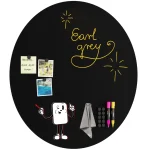 Tableau magnétique rond noir CERCLE, diamètre 80 cm – panneau magnétique sans cadre + accessoires