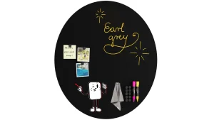 Tableau magnétique rond noir CERCLE, diamètre 80 cm – panneau magnétique sans cadre + accessoires
