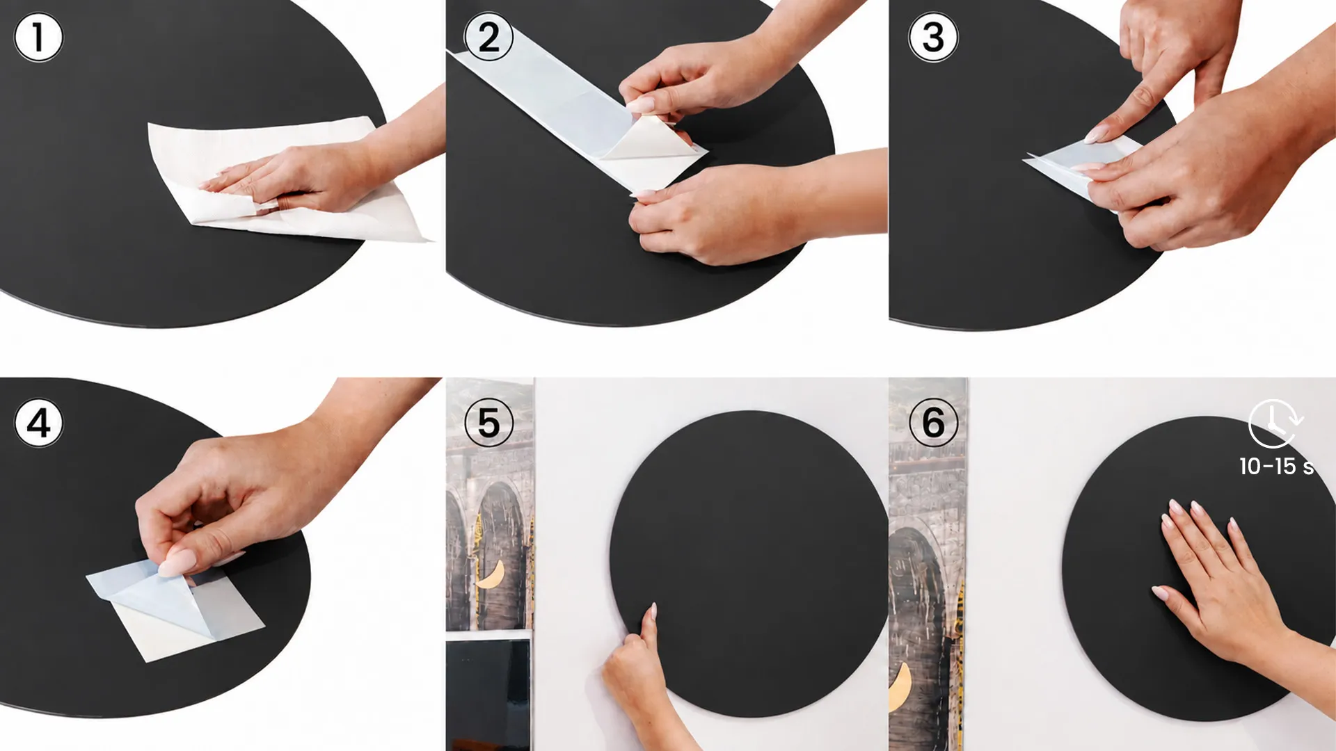 Tableau magnétique rond noir CERCLE, diamètre 80 cm – panneau magnétique sans cadre + accessoires – Image 5
