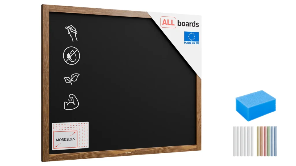 Tableau à Craie Noir avec Cadre en Bois Laqué 100x80cm