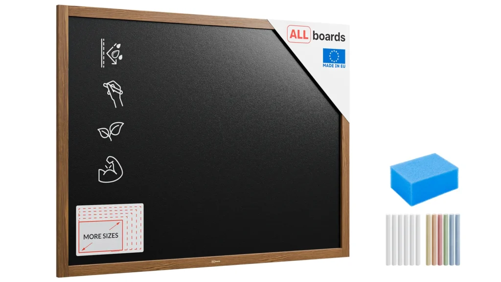 Tableau à Craie Noir Etanche avec Cadre en Bois Laqué 120x90cm