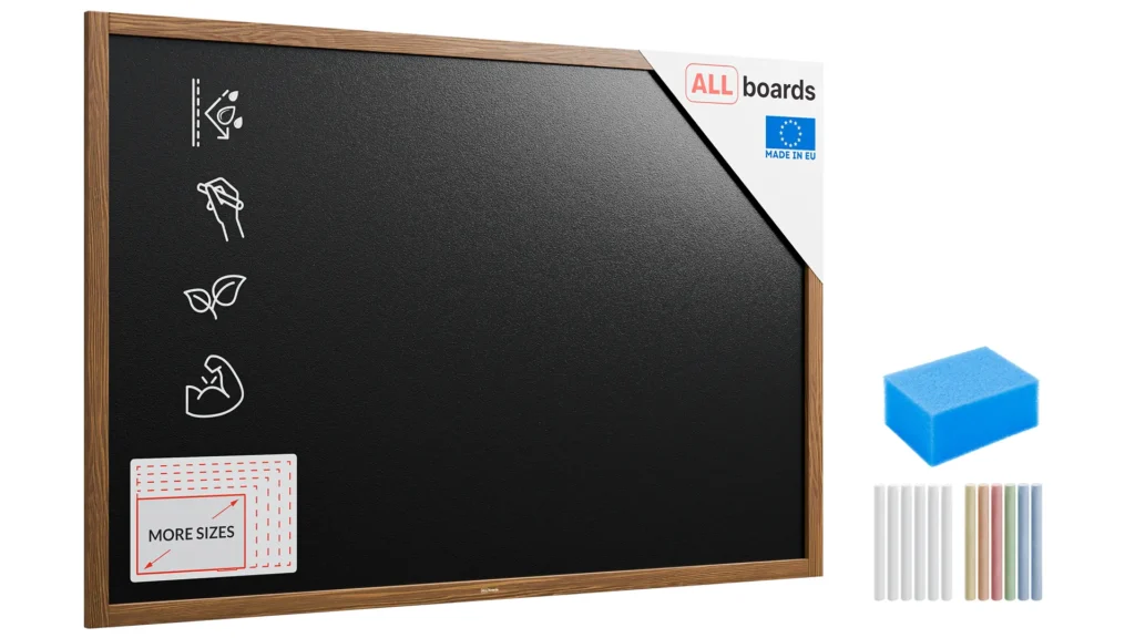 Tableau à Craie Noir Etanche avec Cadre en Bois Laqué 150x100cm