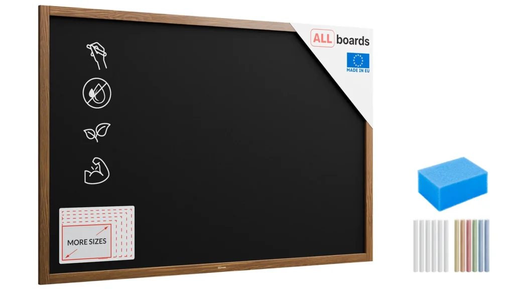 Tableau à Craie Noir avec Cadre en Bois Laqué 150x100cm